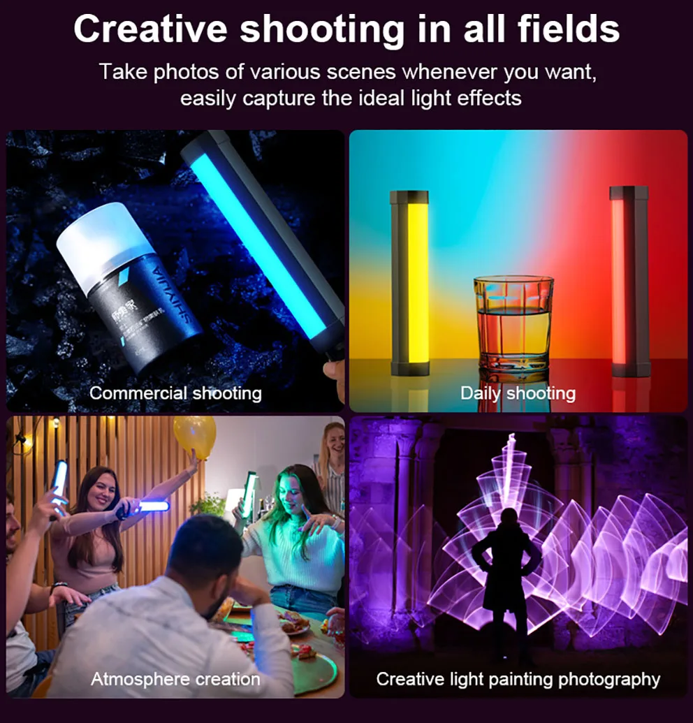 LUXCEO V8 Portable RGB Video Light Gamer Lamp 2000mAh Photo Video Shooting Selfie Lighting Fill-in Lights for Vlog/YouTube