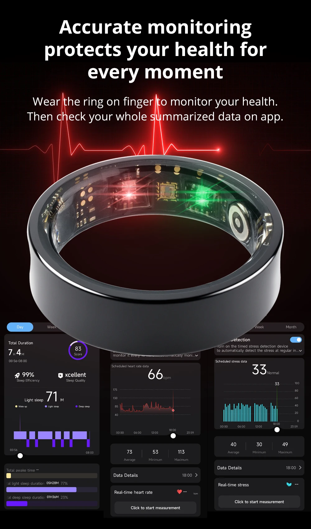 2024 COLMI R09 Smart Ring Men Women with Charging Case, Health and Sleep Monitor, Skin Temperature Monitor, 60 days battery life