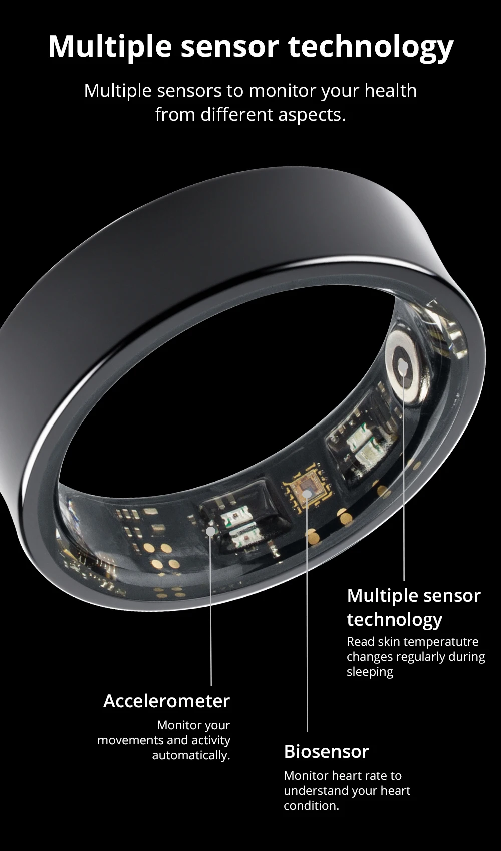 2024 COLMI R09 Smart Ring Men Women with Charging Case, Health and Sleep Monitor, Skin Temperature Monitor, 60 days battery life