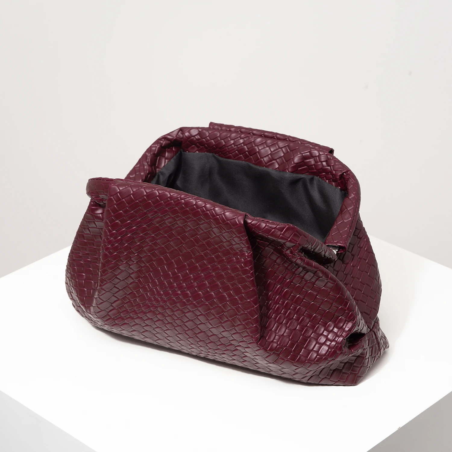 Vintage Artificial Leather Woven Pattern Clutch Bag,Burgundy Bag,Prom Dresses for Women,Large Capacity Women Purse