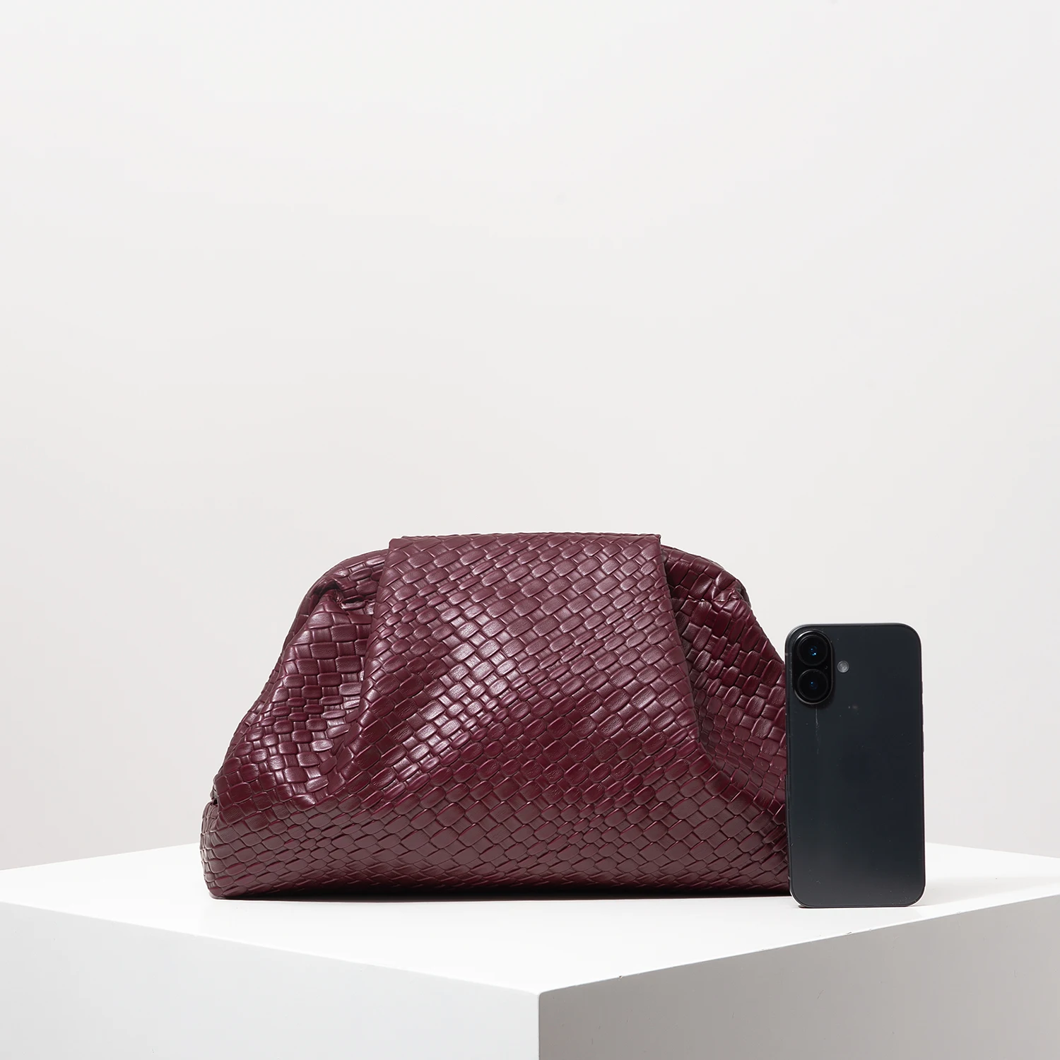 Vintage Artificial Leather Woven Pattern Clutch Bag,Burgundy Bag,Prom Dresses for Women,Large Capacity Women Purse