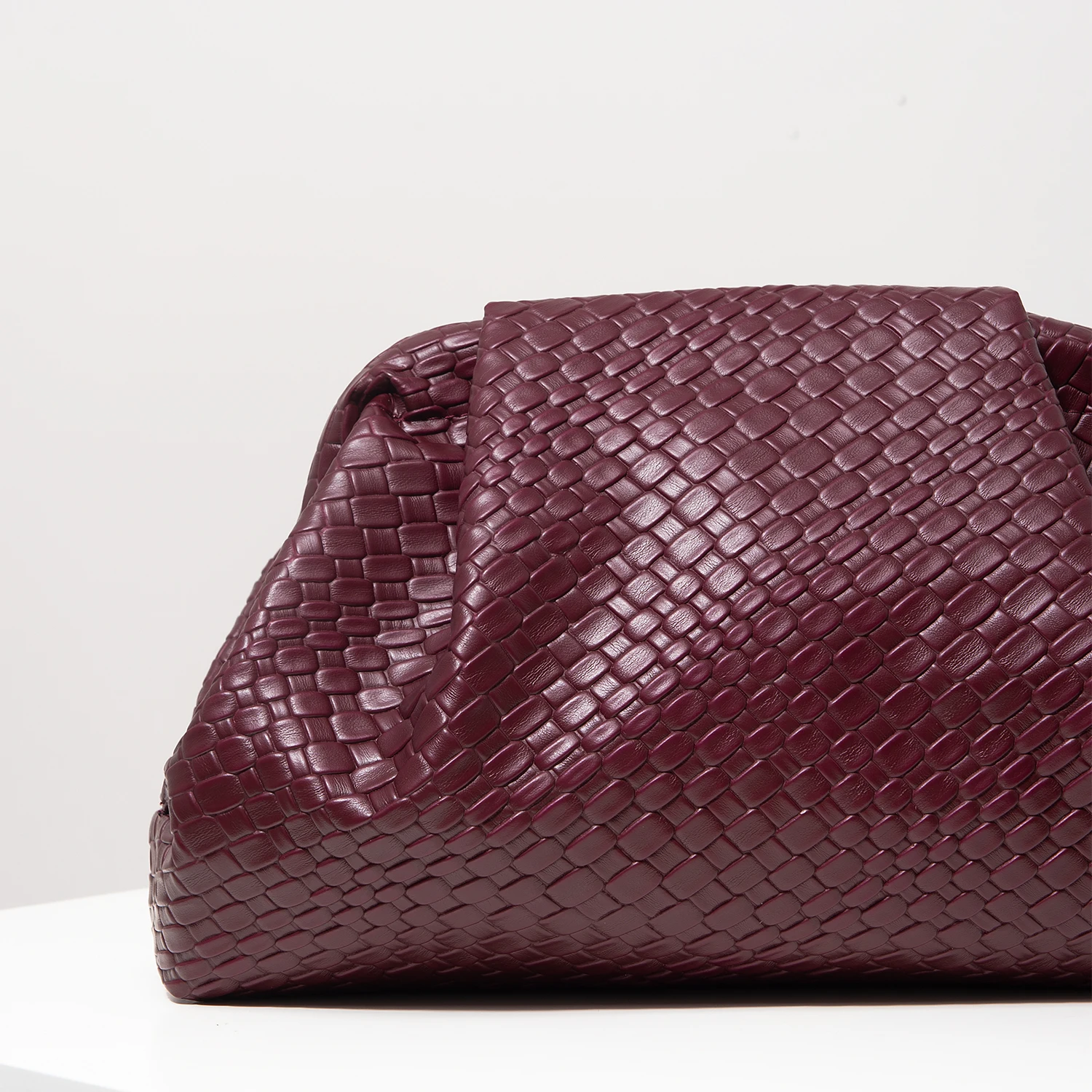 Vintage Artificial Leather Woven Pattern Clutch Bag,Burgundy Bag,Prom Dresses for Women,Large Capacity Women Purse