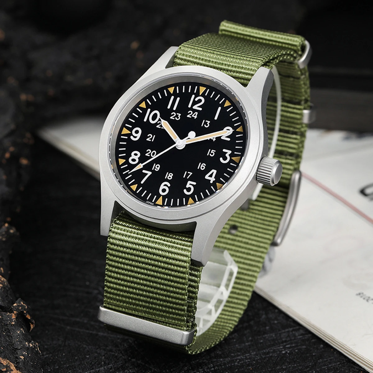 Militado ML05 Military Watch VH31 Sweep Movement Domed Sapphire Crystal Wristwatch High Clear AR Coating 38mm Vintage Watches