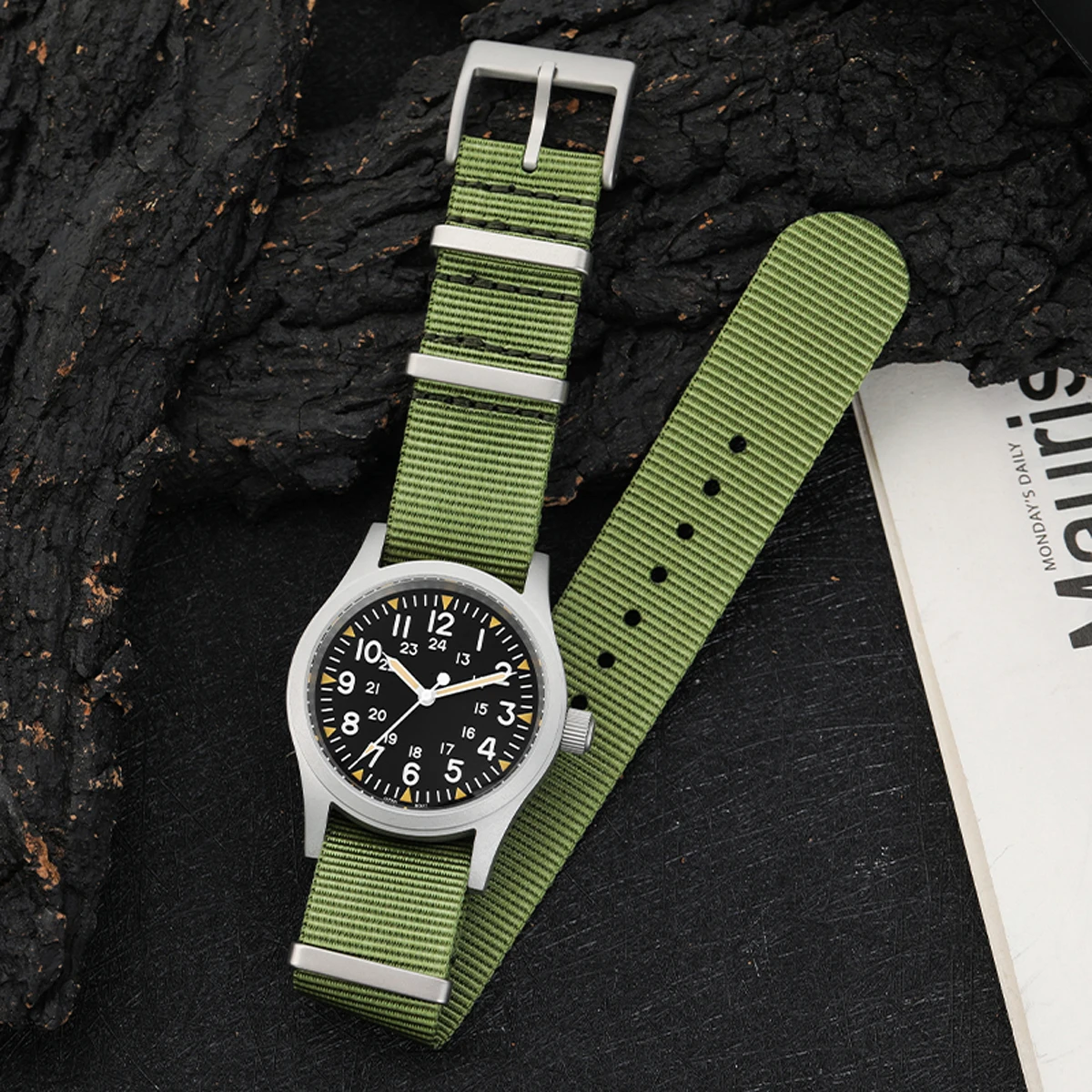 Militado ML05 Military Watch VH31 Sweep Movement Domed Sapphire Crystal Wristwatch High Clear AR Coating 38mm Vintage Watches