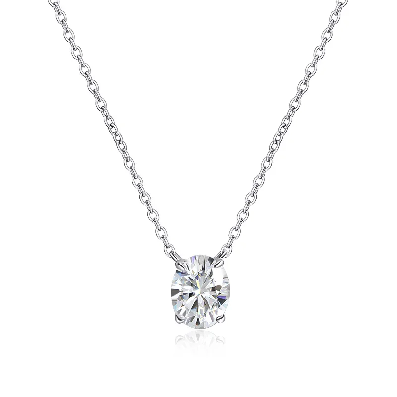 Smyoue 1CT 2CT 3CT Oval Cut Moissanite Necklaces for Women Jewelry 100% Real Silver Chain 925 Pandant Lab Diamond Birthday Gift