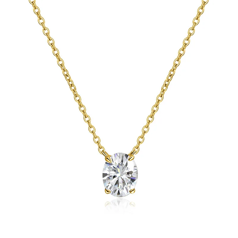 Smyoue 1CT 2CT 3CT Oval Cut Moissanite Necklaces for Women Jewelry 100% Real Silver Chain 925 Pandant Lab Diamond Birthday Gift