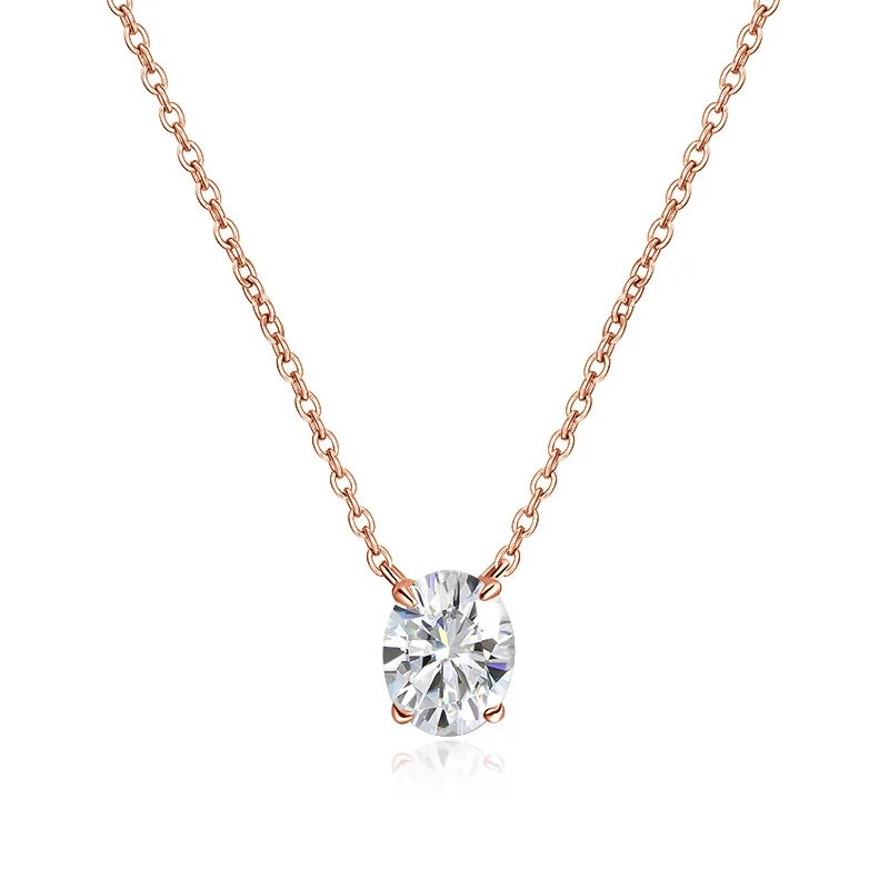 Smyoue 1CT 2CT 3CT Oval Cut Moissanite Necklaces for Women Jewelry 100% Real Silver Chain 925 Pandant Lab Diamond Birthday Gift