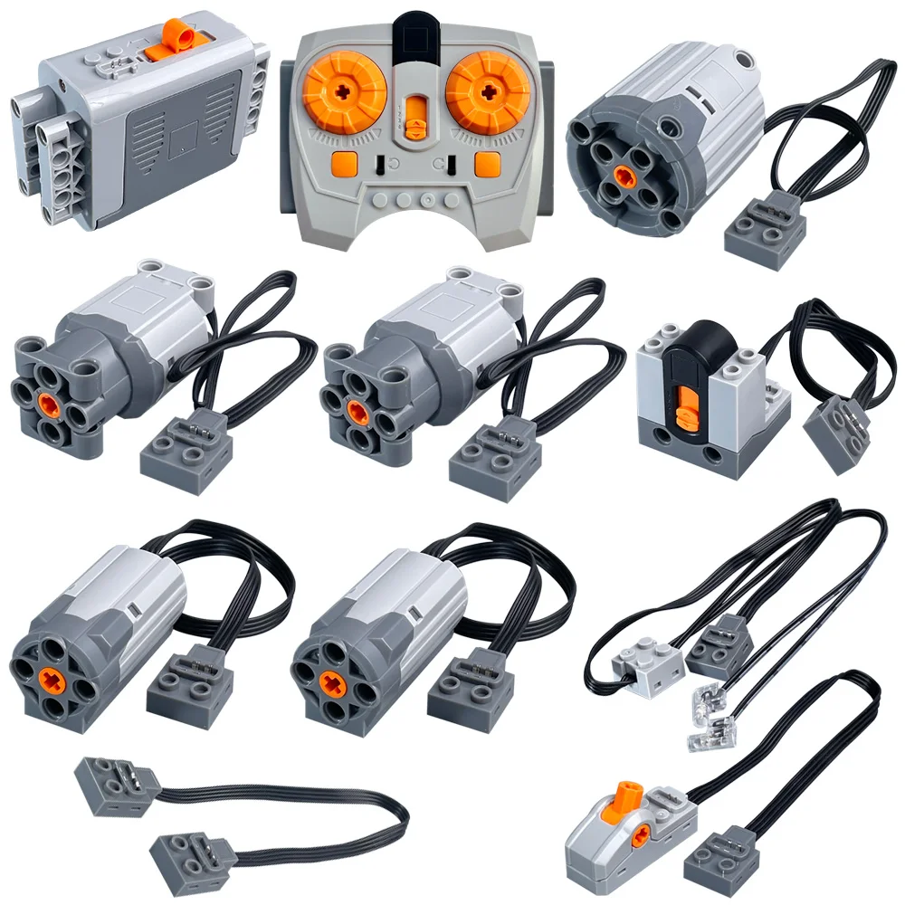 MOS 11PCS Brick Motor Power Function Kit With Technic Parts Includes AA Battery Box 2.4g Speed Control Remote Receiver 5x Motors