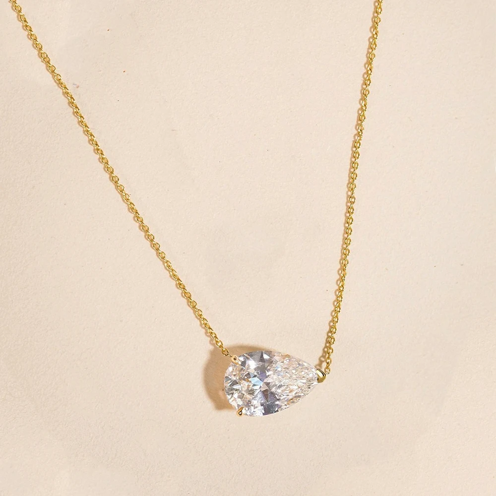 BXINY 1-3CT Pear Cut Moissanite Pendant Necklace S925 Silver East West Solitaire Water Drop Diamond Neck Chain for Women Jewelry