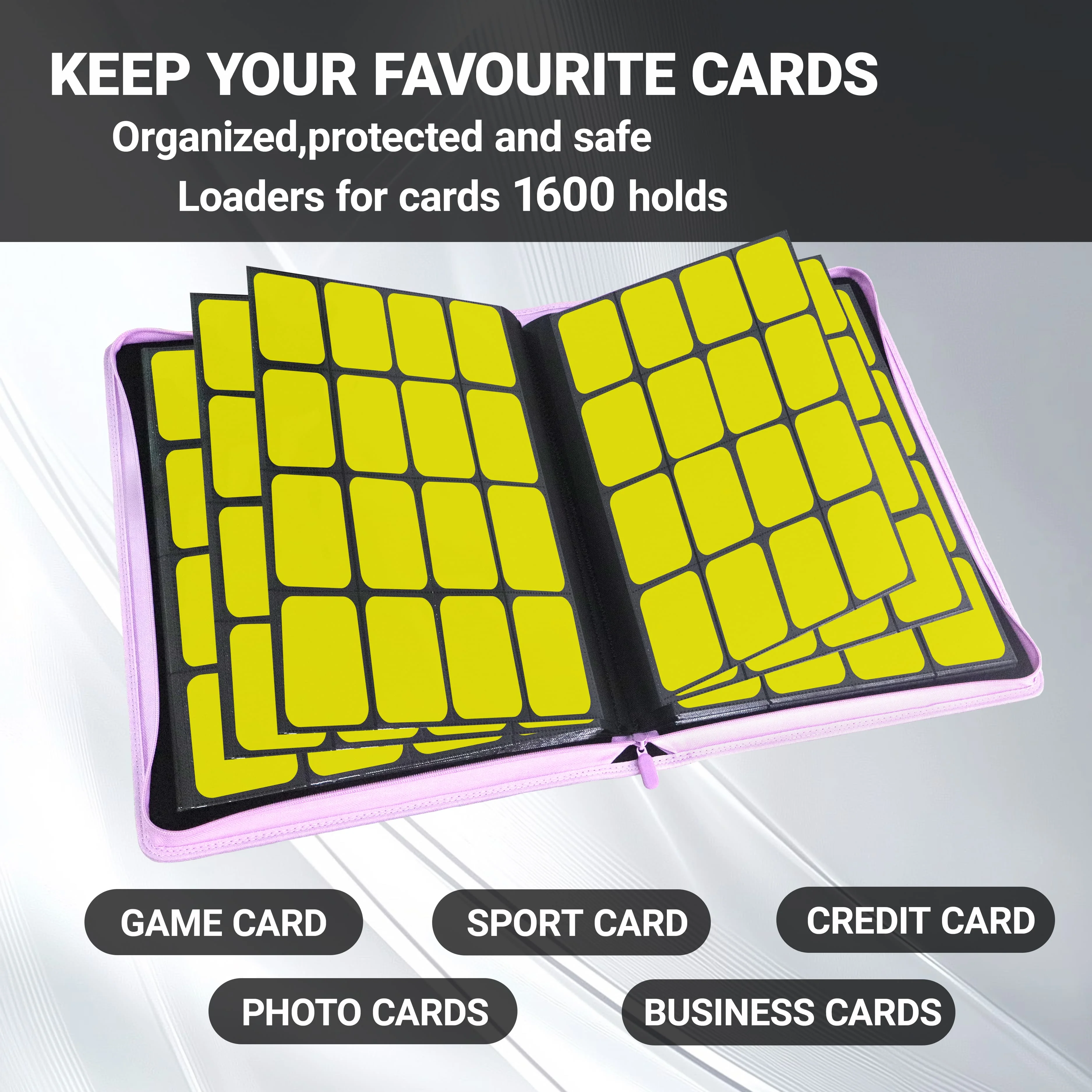 1600-Pocket PU Card Binder, 16-Pocket Anti-Scratch Album, Sports Game Card Collector Book, Perfect Holiday & Birthday Gift
