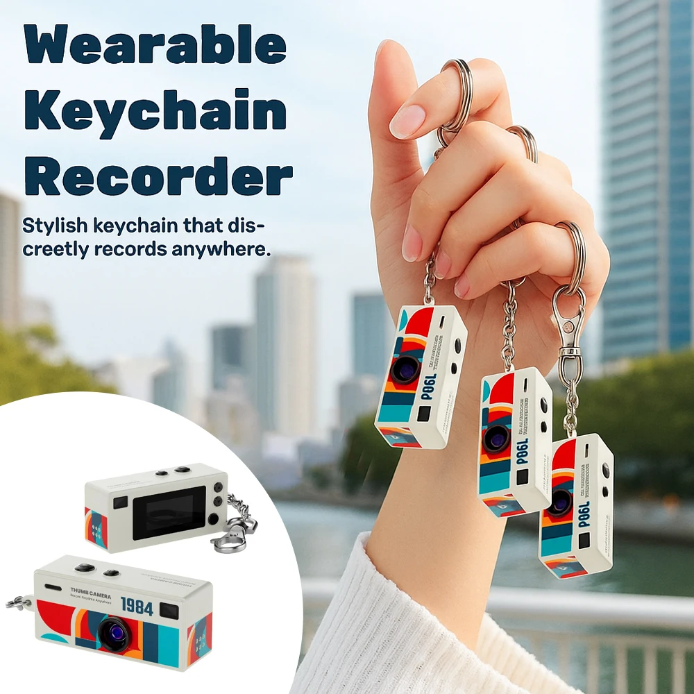 Ourlife Thumb Keychain Camera 0.96inch Mini Action Camera Retro Support Memory Card 1080P Very Small Camcorder Video Recorder