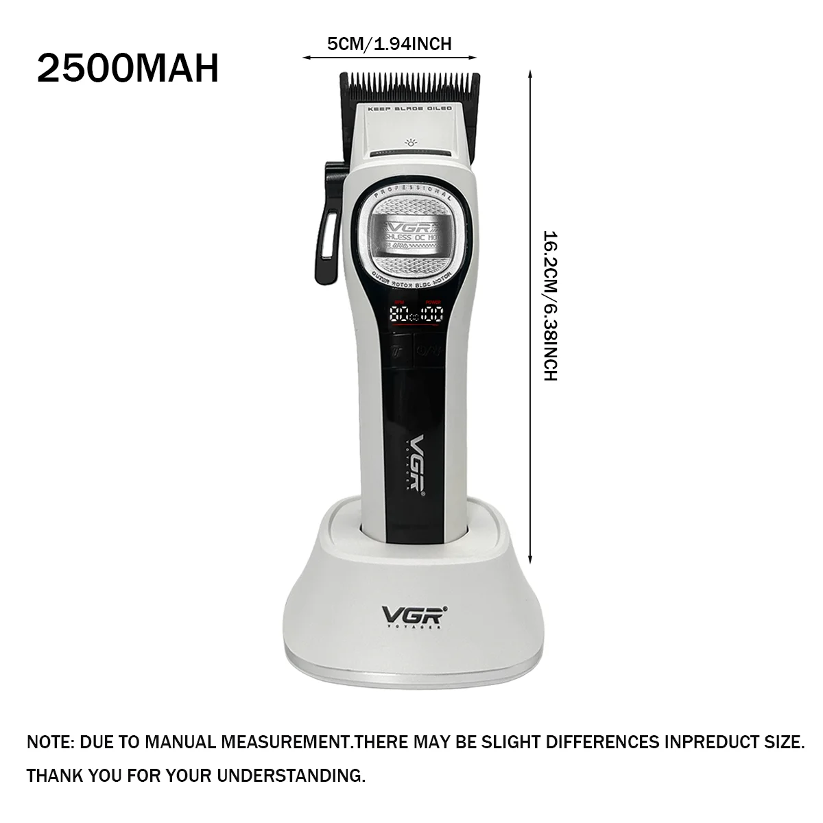 VGR Clippers Professional Hair Trimmer Cordless Hair Cutting Machine Outer Rotor BLDC Motor Barber Metal Clipper for Men V-888C