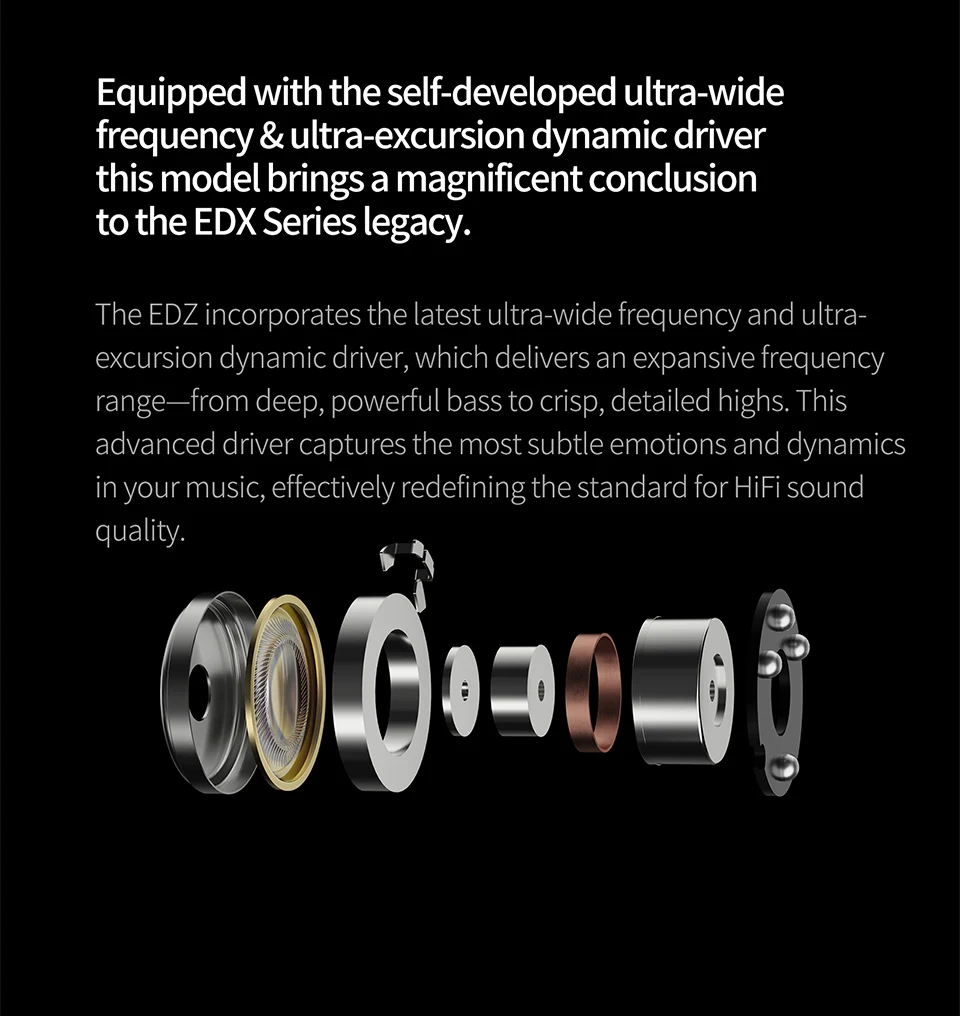 KZ EDZ HiFi Earphones In-Ear Wired Headphones with Mic Deep Bass Stereo Sound for Music Gaming EDX pro X