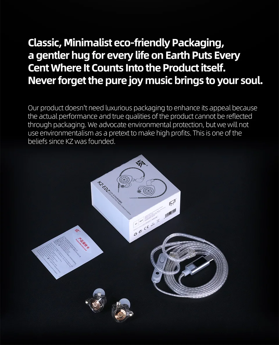 KZ EDZ HiFi Earphones In-Ear Wired Headphones with Mic Deep Bass Stereo Sound for Music Gaming EDX pro X