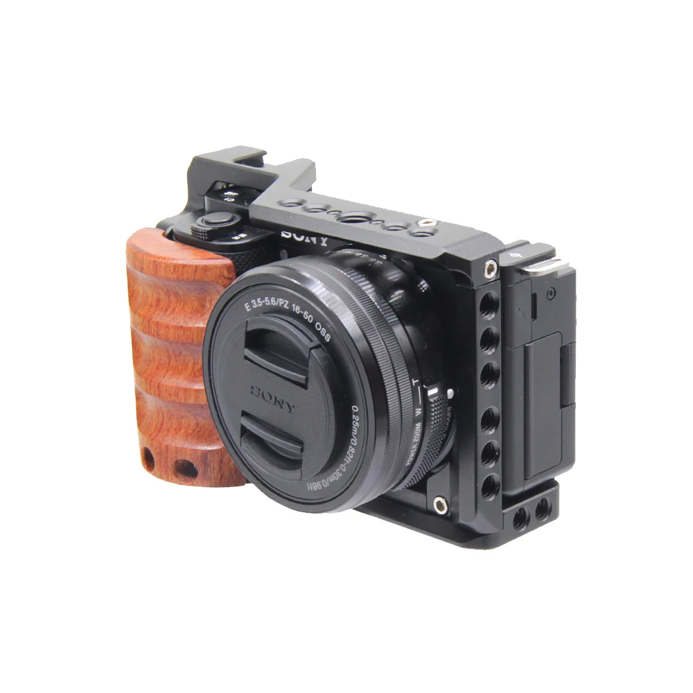 For Sony ZV-E10 Cage camera With Wooden Handle cold shoe Rabbit cage support bracket Stabilizer video led microphone tripod