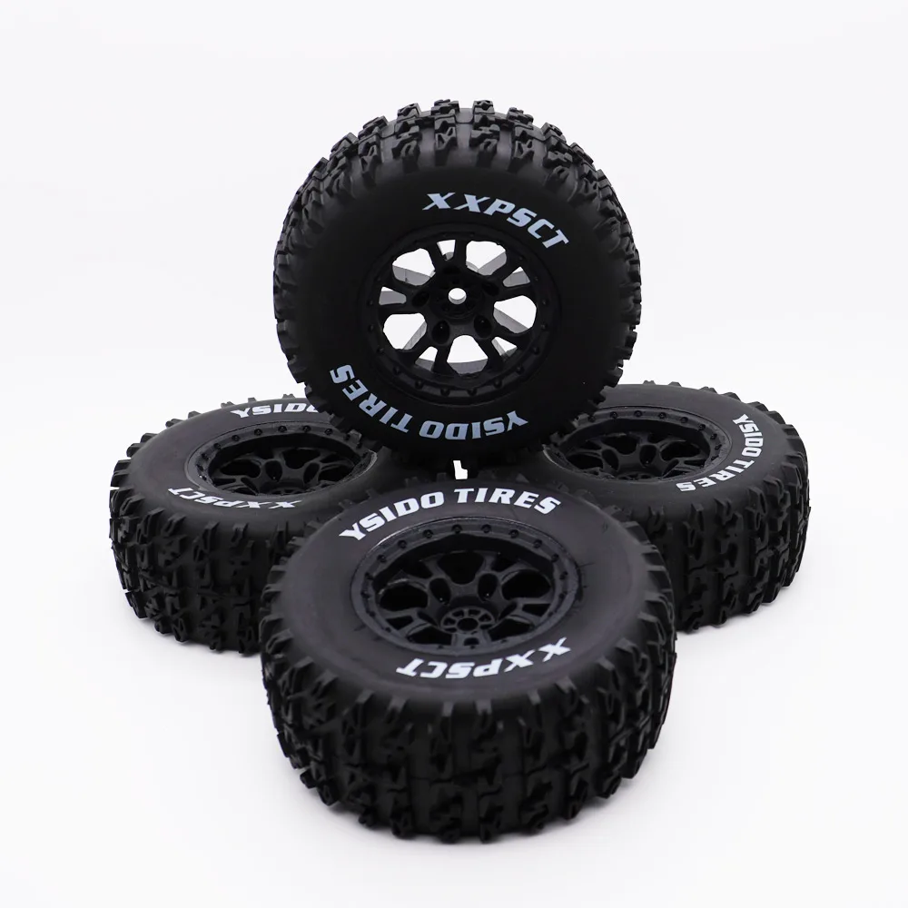 YSIDO 4pcs 110mm 1/10 Short Course Truck Tires Tyre Wheel With 12mm Hex For Slash Arrma Senton HuanQi 727 Vkar 10sc Hpi Rc Car