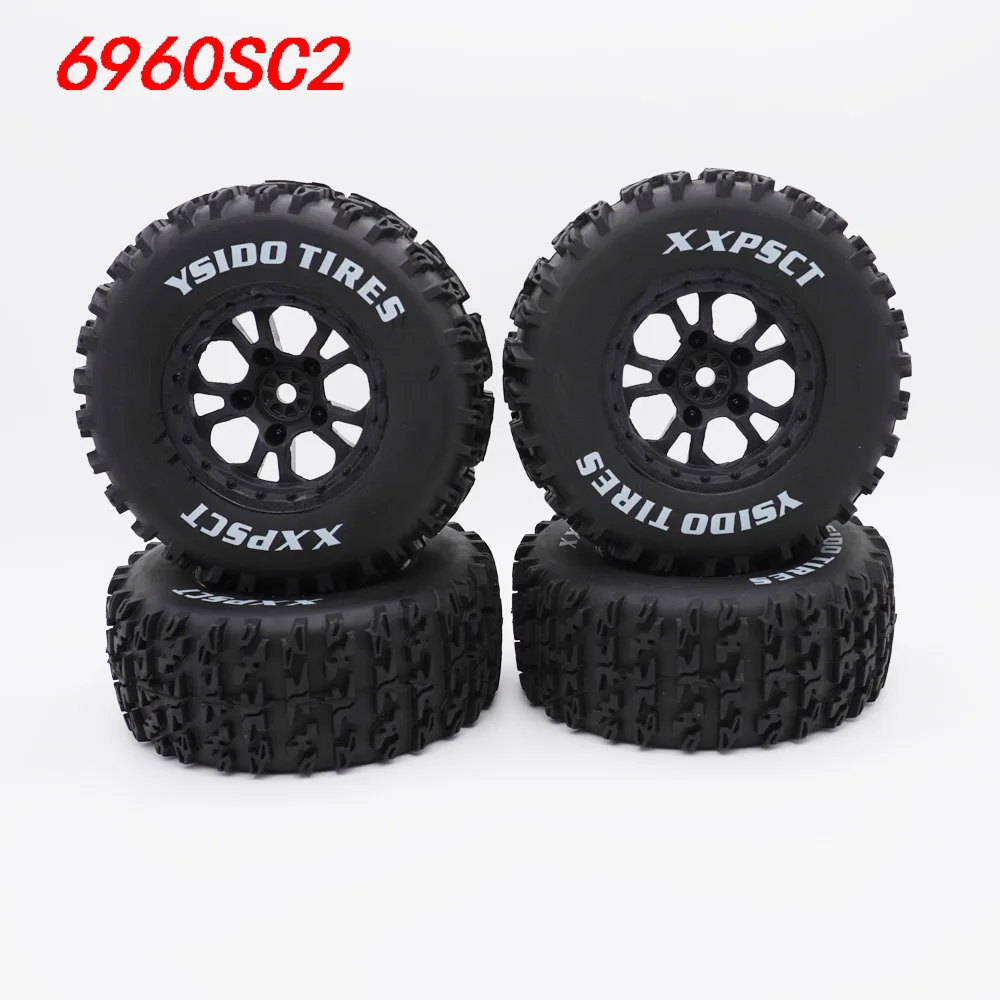 YSIDO 4pcs 110mm 1/10 Short Course Truck Tires Tyre Wheel With 12mm Hex For Slash Arrma Senton HuanQi 727 Vkar 10sc Hpi Rc Car
