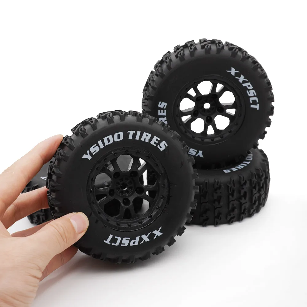 YSIDO 4pcs 110mm 1/10 Short Course Truck Tires Tyre Wheel With 12mm Hex For Slash Arrma Senton HuanQi 727 Vkar 10sc Hpi Rc Car