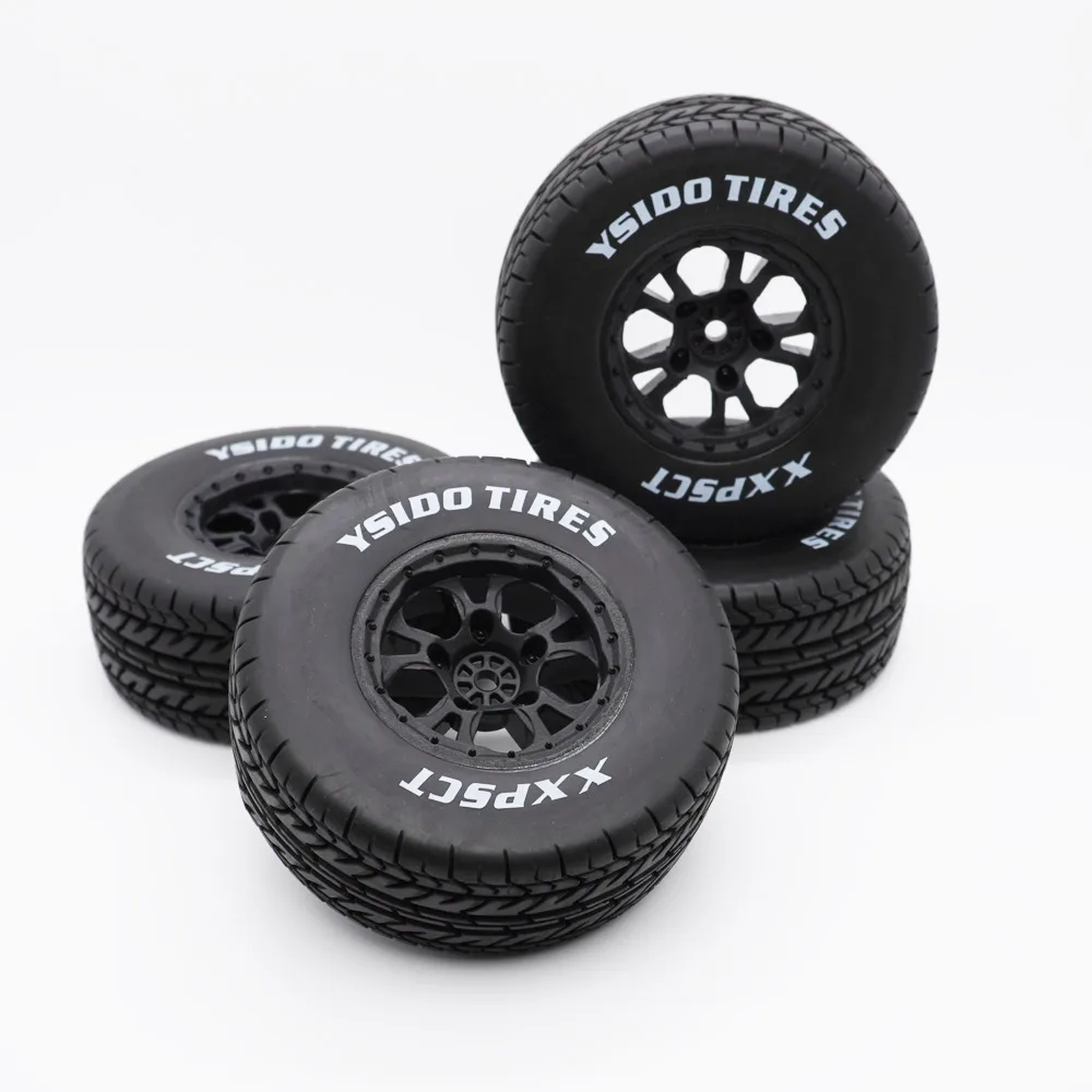 YSIDO 4pcs 110mm 1/10 Short Course Truck Tires Tyre Wheel With 12mm Hex For Slash Arrma Senton HuanQi 727 Vkar 10sc Hpi Rc Car