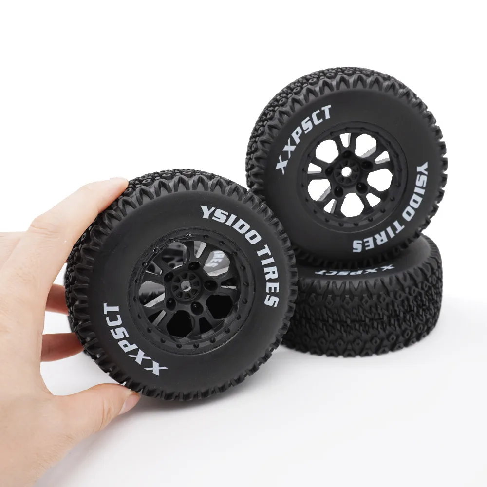 YSIDO 4pcs 110mm 1/10 Short Course Truck Tires Tyre Wheel With 12mm Hex For Slash Arrma Senton HuanQi 727 Vkar 10sc Hpi Rc Car