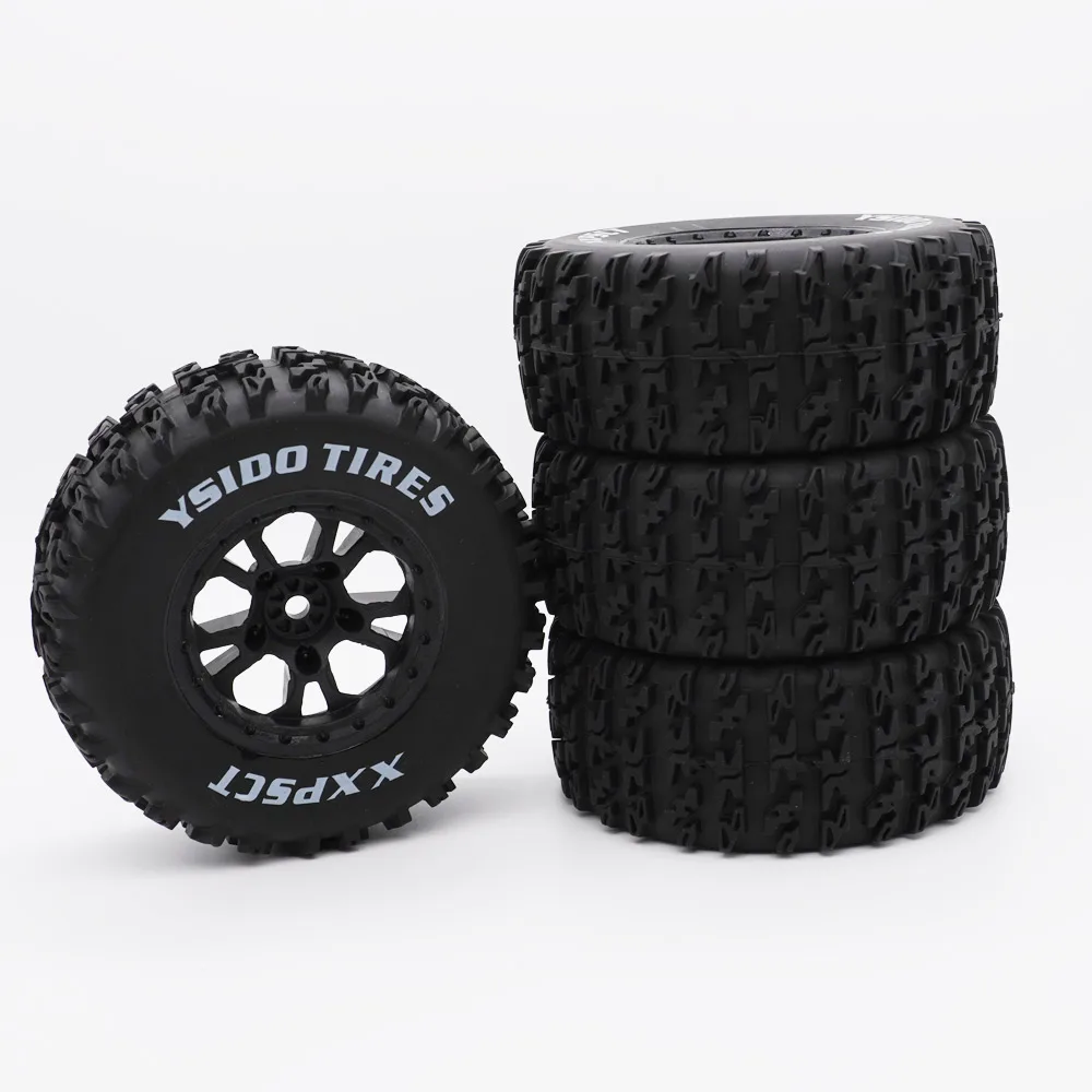 YSIDO 4pcs 110mm 1/10 Short Course Truck Tires Tyre Wheel With 12mm Hex For Slash Arrma Senton HuanQi 727 Vkar 10sc Hpi Rc Car