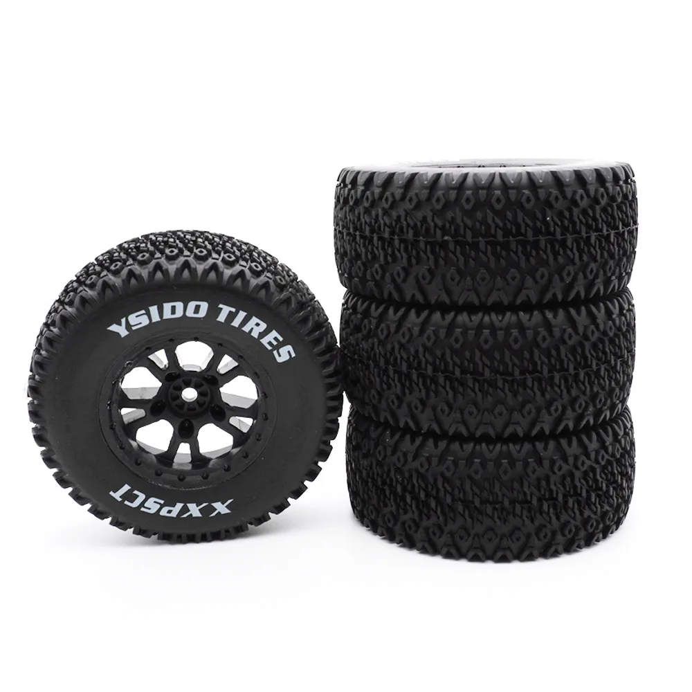 YSIDO 4pcs 110mm 1/10 Short Course Truck Tires Tyre Wheel With 12mm Hex For Slash Arrma Senton HuanQi 727 Vkar 10sc Hpi Rc Car