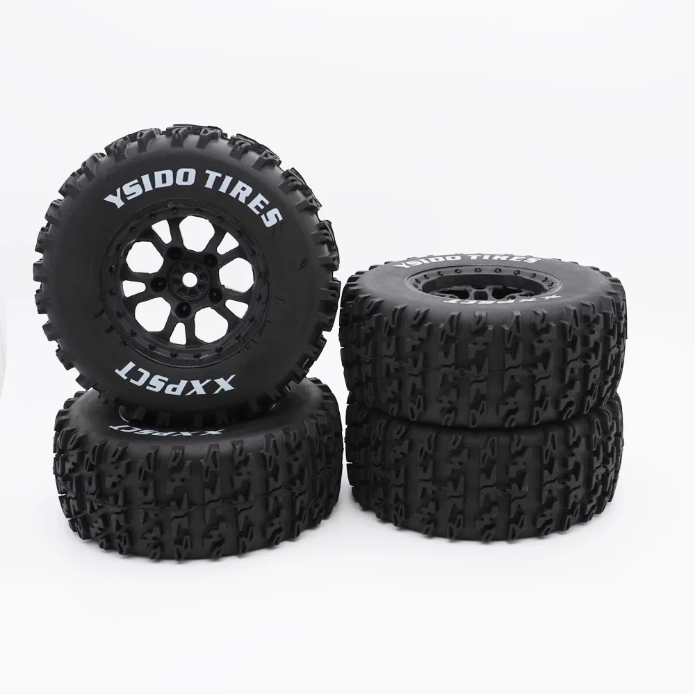 YSIDO 4pcs 110mm 1/10 Short Course Truck Tires Tyre Wheel With 12mm Hex For Slash Arrma Senton HuanQi 727 Vkar 10sc Hpi Rc Car