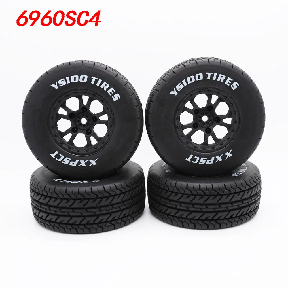 YSIDO 4pcs 110mm 1/10 Short Course Truck Tires Tyre Wheel With 12mm Hex For Slash Arrma Senton HuanQi 727 Vkar 10sc Hpi Rc Car