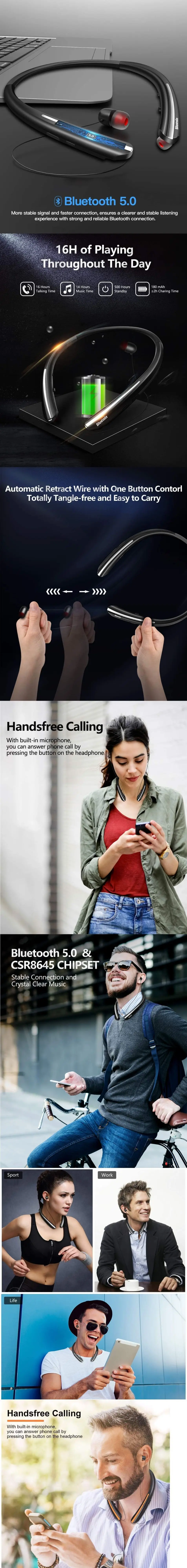 New Neckband Bluetooth Headphone Earphone For LG HBS900 Sports Earbuds Hifi Stereo Bass Wireless Headset Waterproof