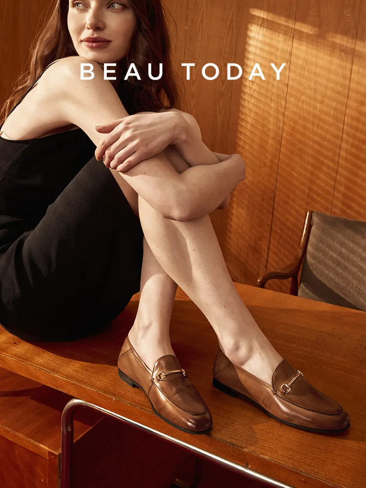 BEAUTODAY Dress Shoes Women Loafers Cow Leather Sheepskin Rubber Formal Business Suit Ladies 2025 Spring Autumn Handmade 27171