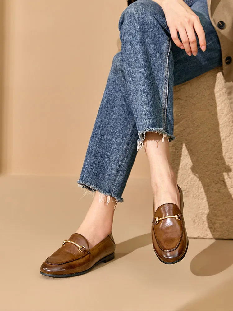 BEAUTODAY Dress Shoes Women Loafers Cow Leather Sheepskin Rubber Formal Business Suit Ladies 2025 Spring Autumn Handmade 27171