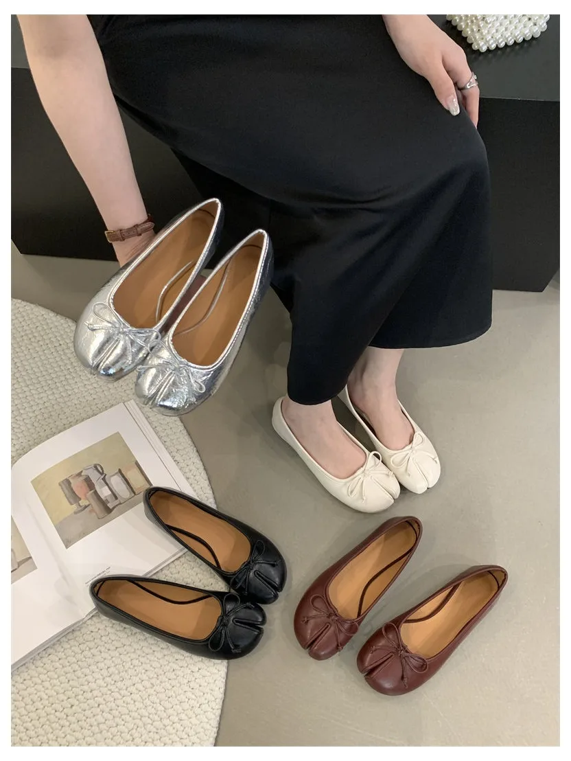 New Brand Women Flats Soft Ballet Shoes Slip On Loafers Soft Moccasins Tabi Ninja Casual Shoes Mujer Ladies Shoes Bow Knot Mujer