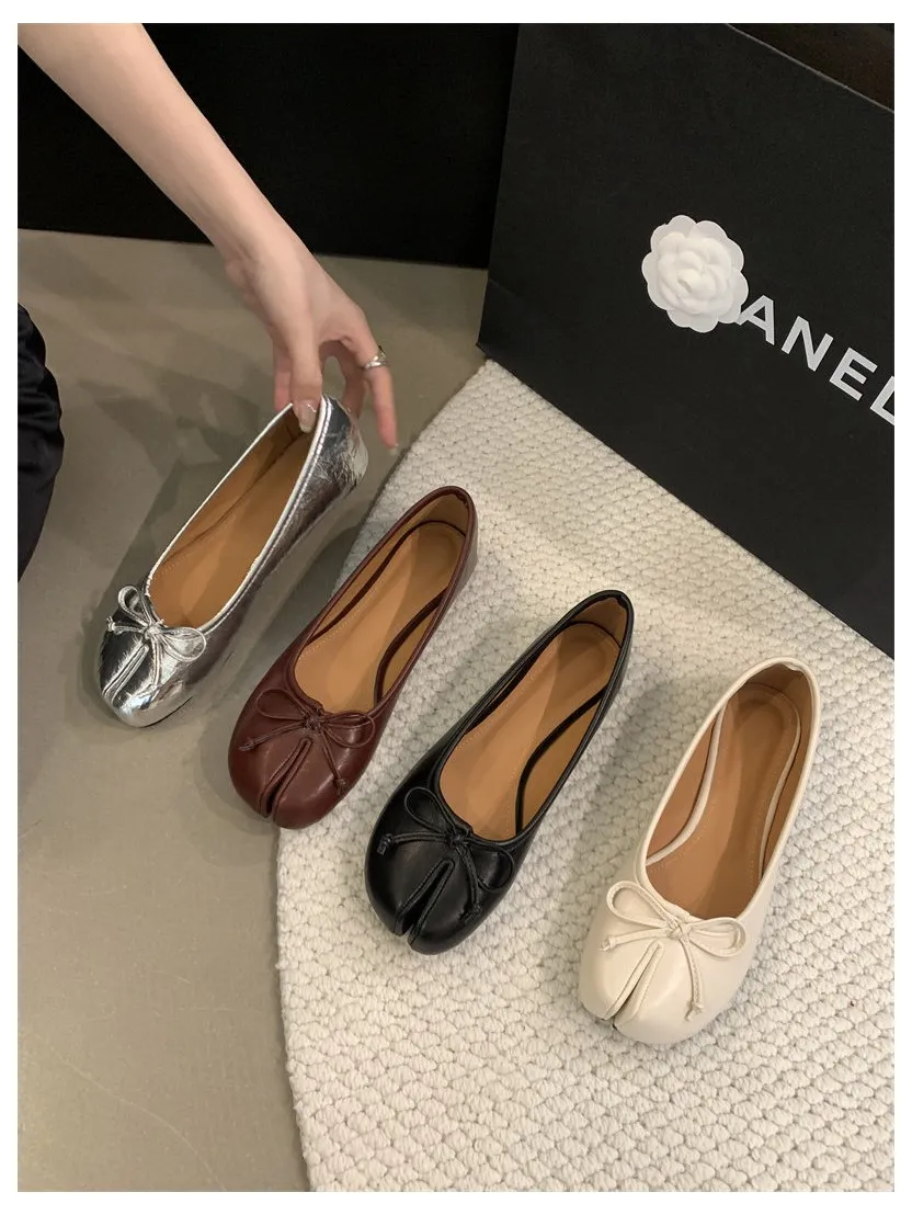 New Brand Women Flats Soft Ballet Shoes Slip On Loafers Soft Moccasins Tabi Ninja Casual Shoes Mujer Ladies Shoes Bow Knot Mujer