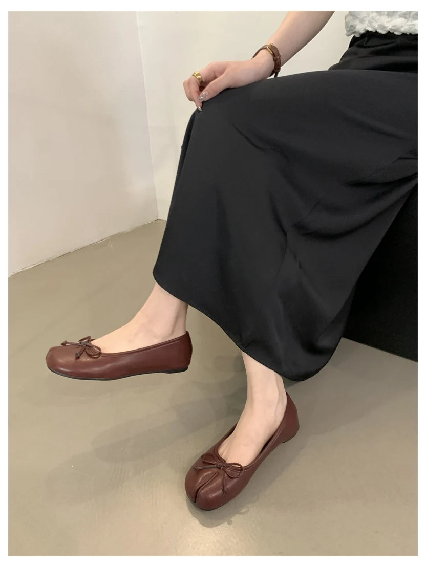 New Brand Women Flats Soft Ballet Shoes Slip On Loafers Soft Moccasins Tabi Ninja Casual Shoes Mujer Ladies Shoes Bow Knot Mujer