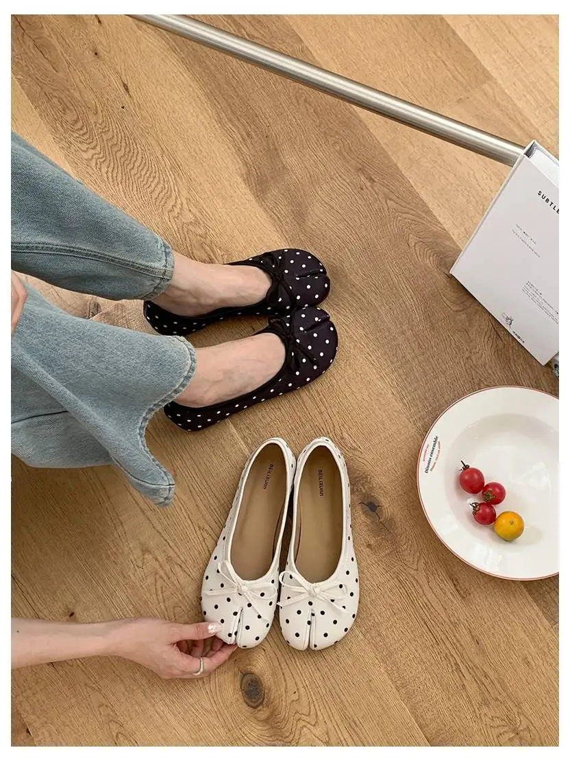 New Brand Women Flats Soft Ballet Shoes Slip On Loafers Soft Moccasins Tabi Ninja Casual Shoes Mujer Ladies Shoes Bow Knot Mujer