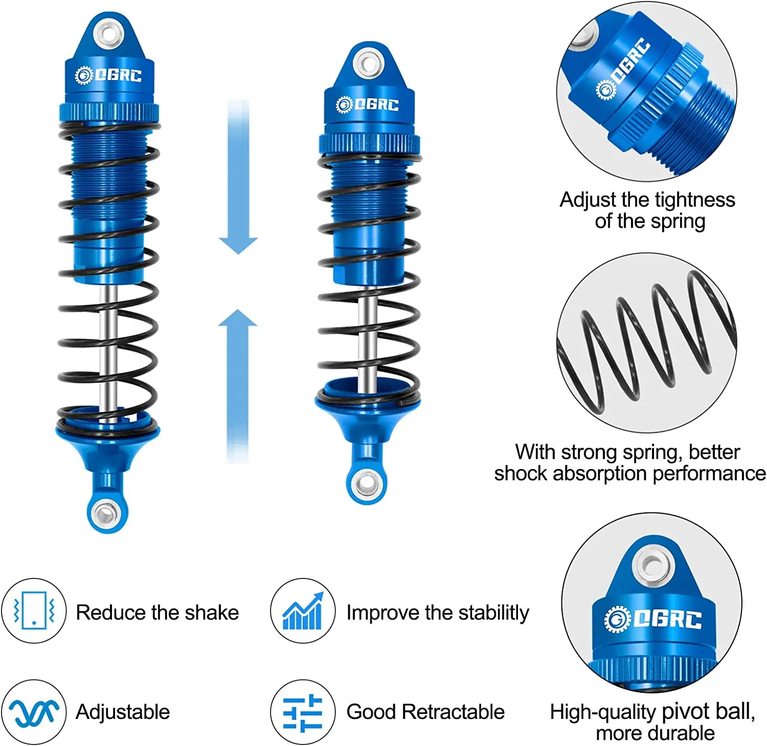 Esilun RC Oil Shock Absorber Damper for Traxxas Slash 2WD Hoss Rustler 4X4 VXL Slash 4X4 Bandit Nitro Stampede 1/10 Accessories