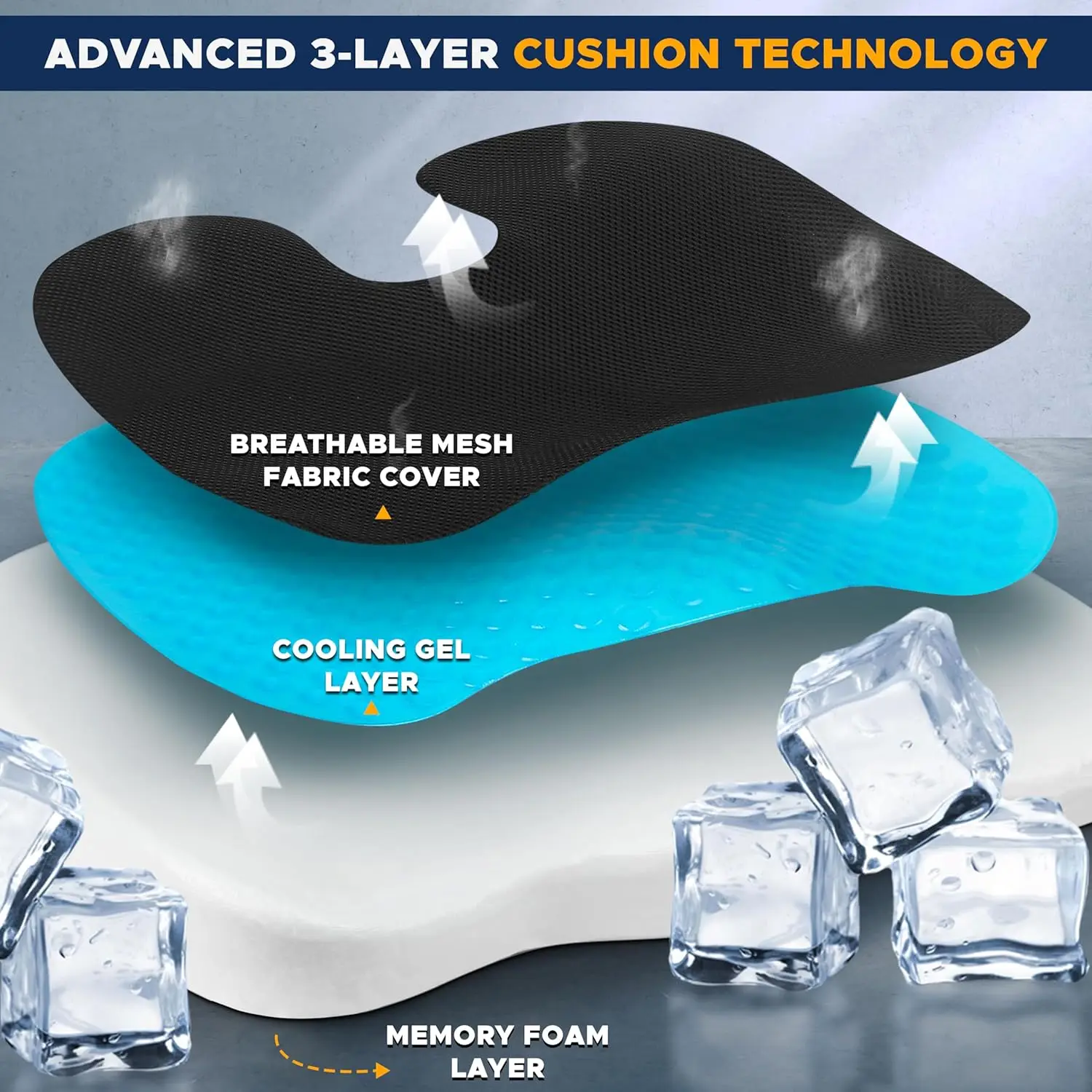 Gel Orthopedic Memory Cushion Foam U Coccyx Travel Seat Massage Car Office Chair Protect Healthy Sitting Breathable Pillows