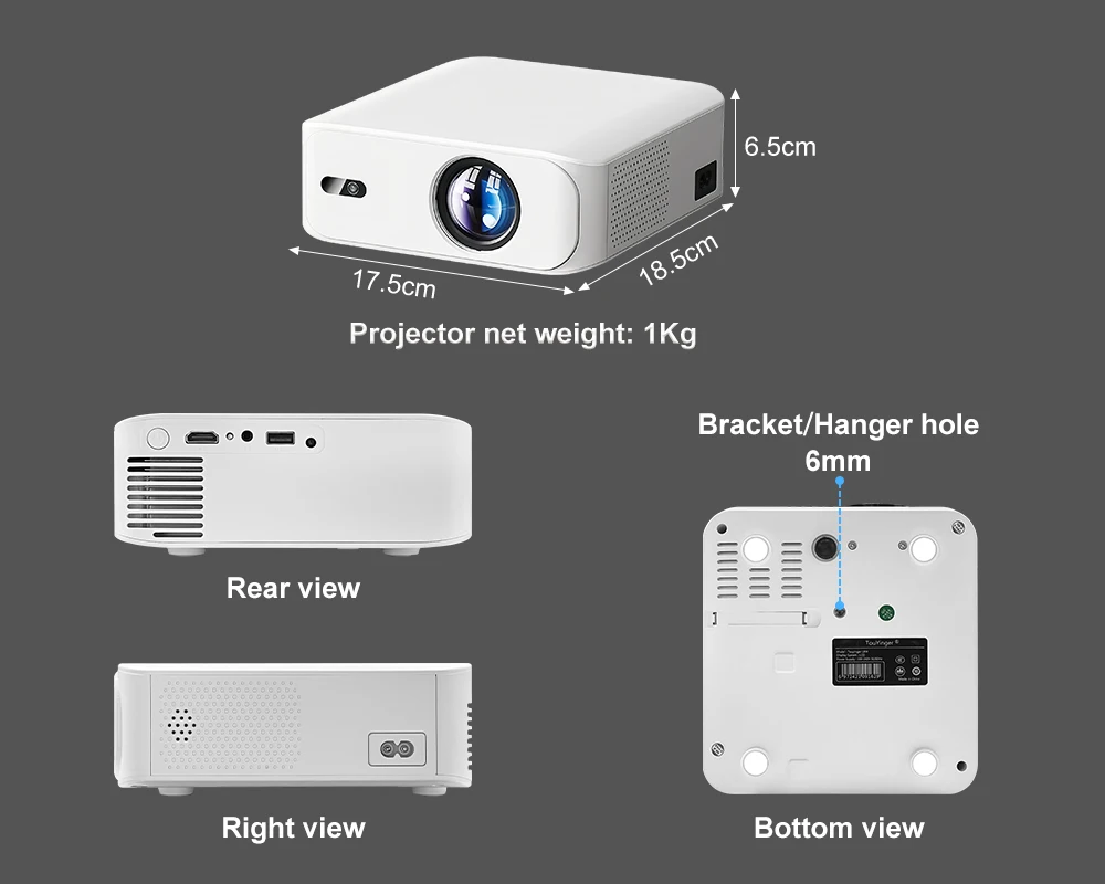 Touyinger L9W Ultra Android Projector 4K Mini Projectors Full HD Cinema Video Proyector LED Home Theater Beamer Screen Bluetooth