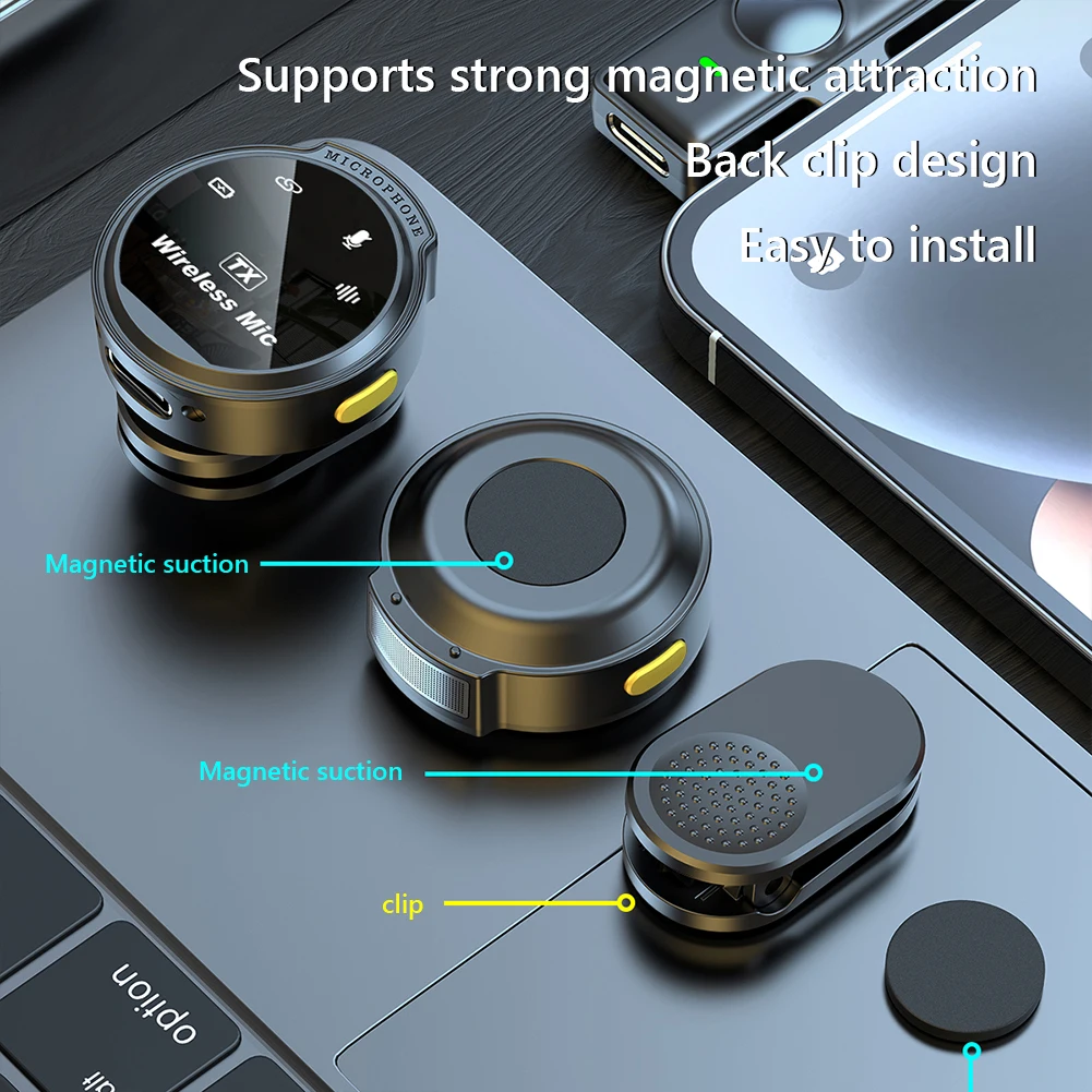 For Xiaomi Wireless Lavalier Lapel Microphone iPhone IOS/Android Type-C Phone Live Game Recording Interview with Magnetic Clip