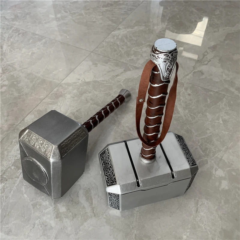 1:1 Thunder Hammer Weapons 44cm Hammer Cosplay Model Role Playing Belt Decor Stage Props Carnival Toy Gift Rubber