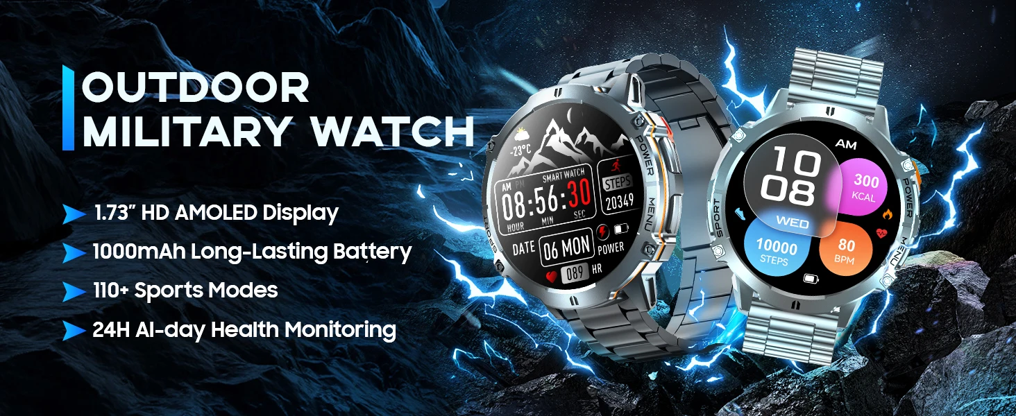 2026 New Military TANK X3 1000mAh Battery Smart Watch Men 10ATM Waterproof Swim GPS Path 1.75" AMOLED HD Call Sports Smartwatch