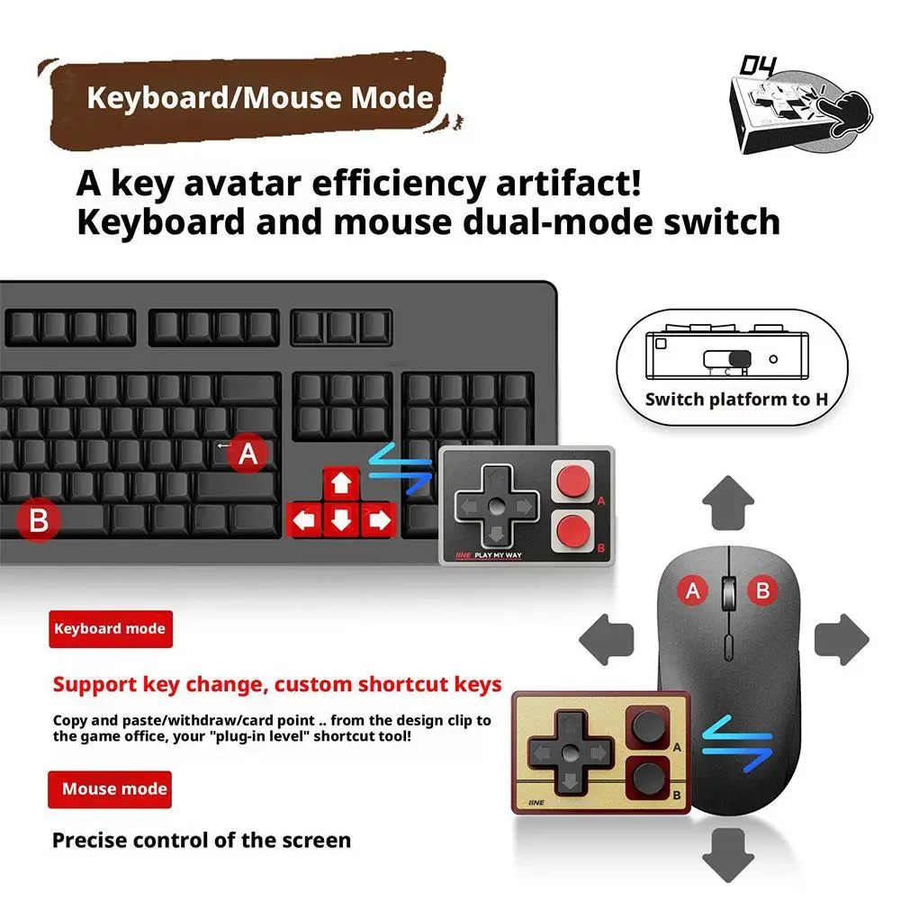 For IINE Gamebrick Mini Retro Controller/Portable Controller/Multi-Platform Compatibility/Supports Mouse Mini Controller