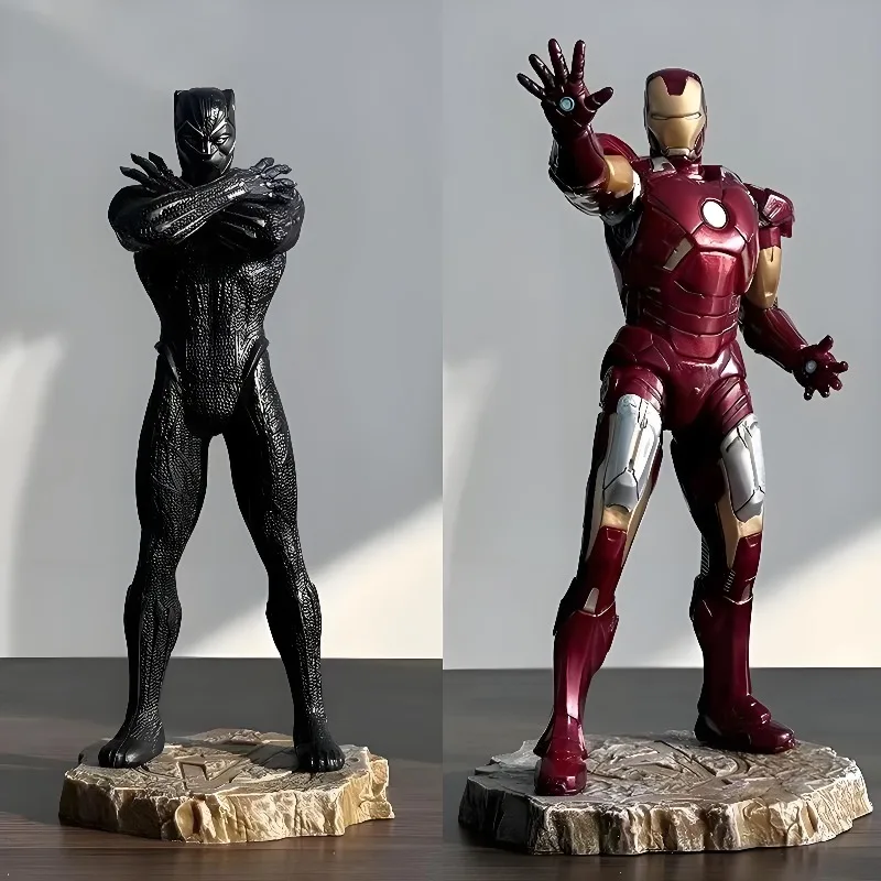 23cm/9.05in Anime The Avengers Figure Black Panther and Iron Man Action Figures Pvc Statue Collection Model Toys Gifts