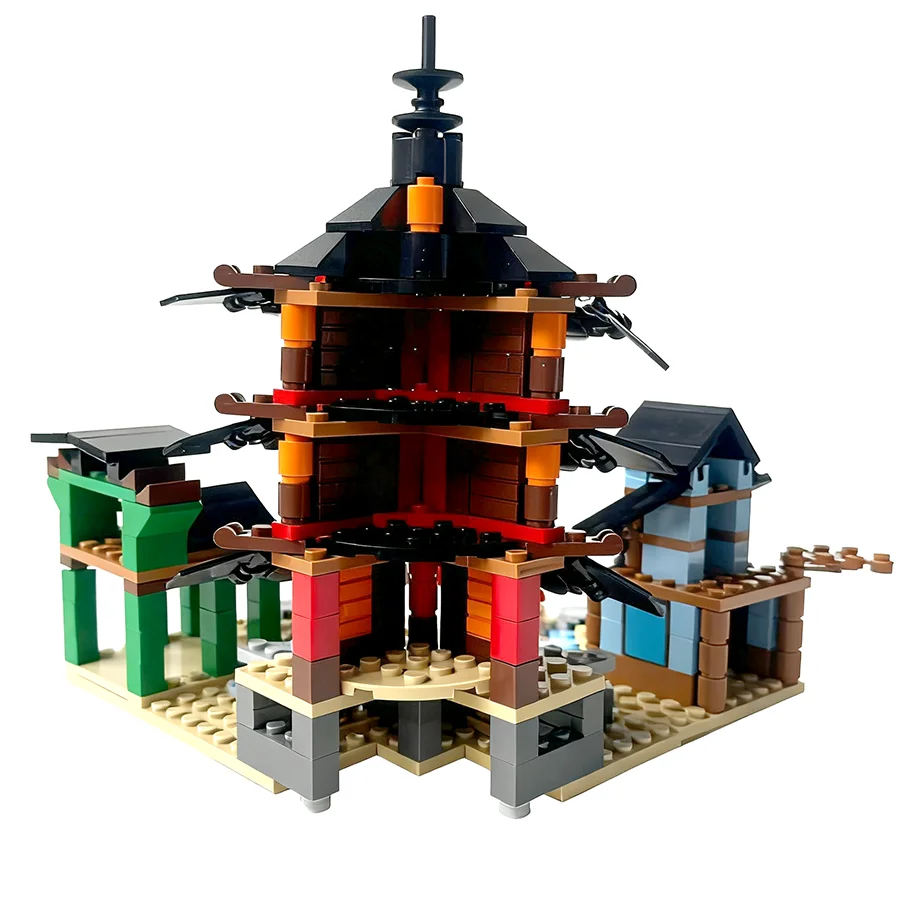 1 Bag Temple Model Building Blocks Set With 6 pcs Ninja Mini Figures Children's Bricks Toy Gift Idea for Kids