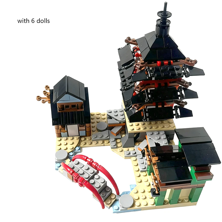 1 Bag Temple Model Building Blocks Set With 6 pcs Ninja Mini Figures Children's Bricks Toy Gift Idea for Kids