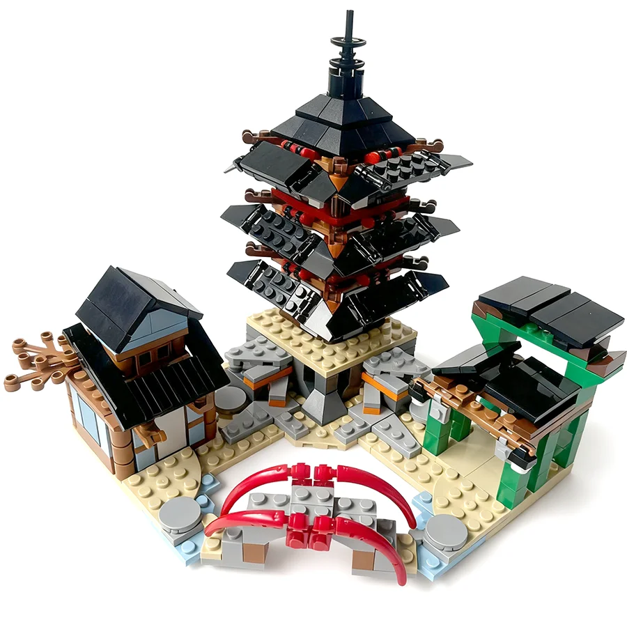 1 Bag Temple Model Building Blocks Set With 6 pcs Ninja Mini Figures Children's Bricks Toy Gift Idea for Kids