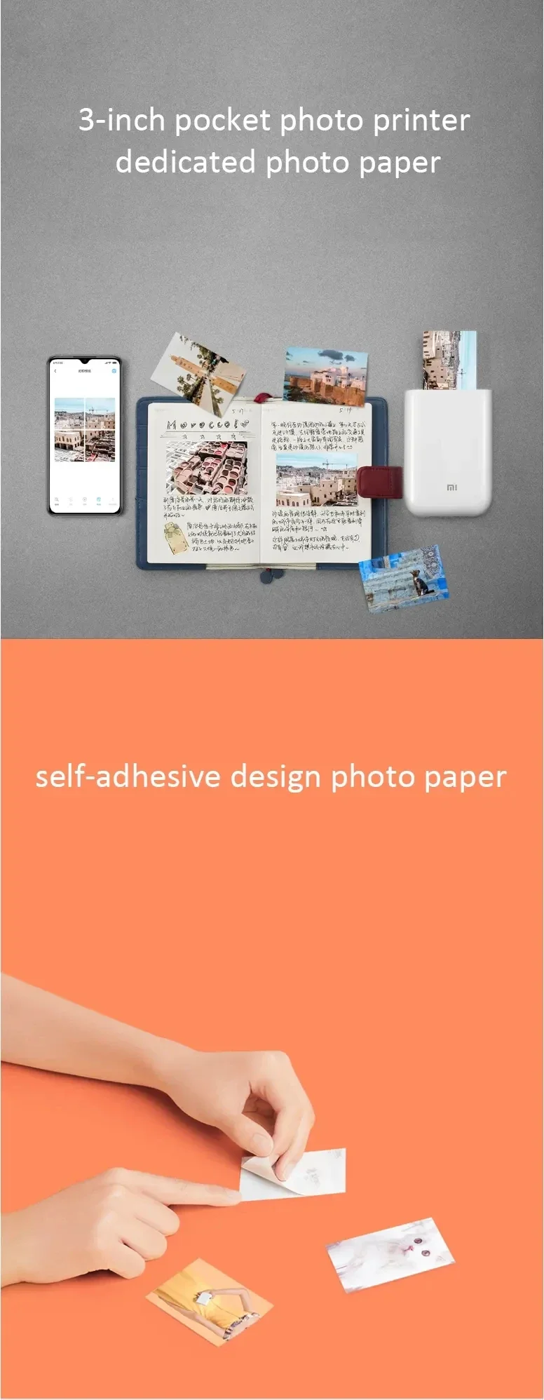 Wholesale Original Xiaomi ZINK Pocket Printer Paper Self-adhesive Photo Print 10//50/100 Sheets Xiaomi 3inch Mini Printer Papers