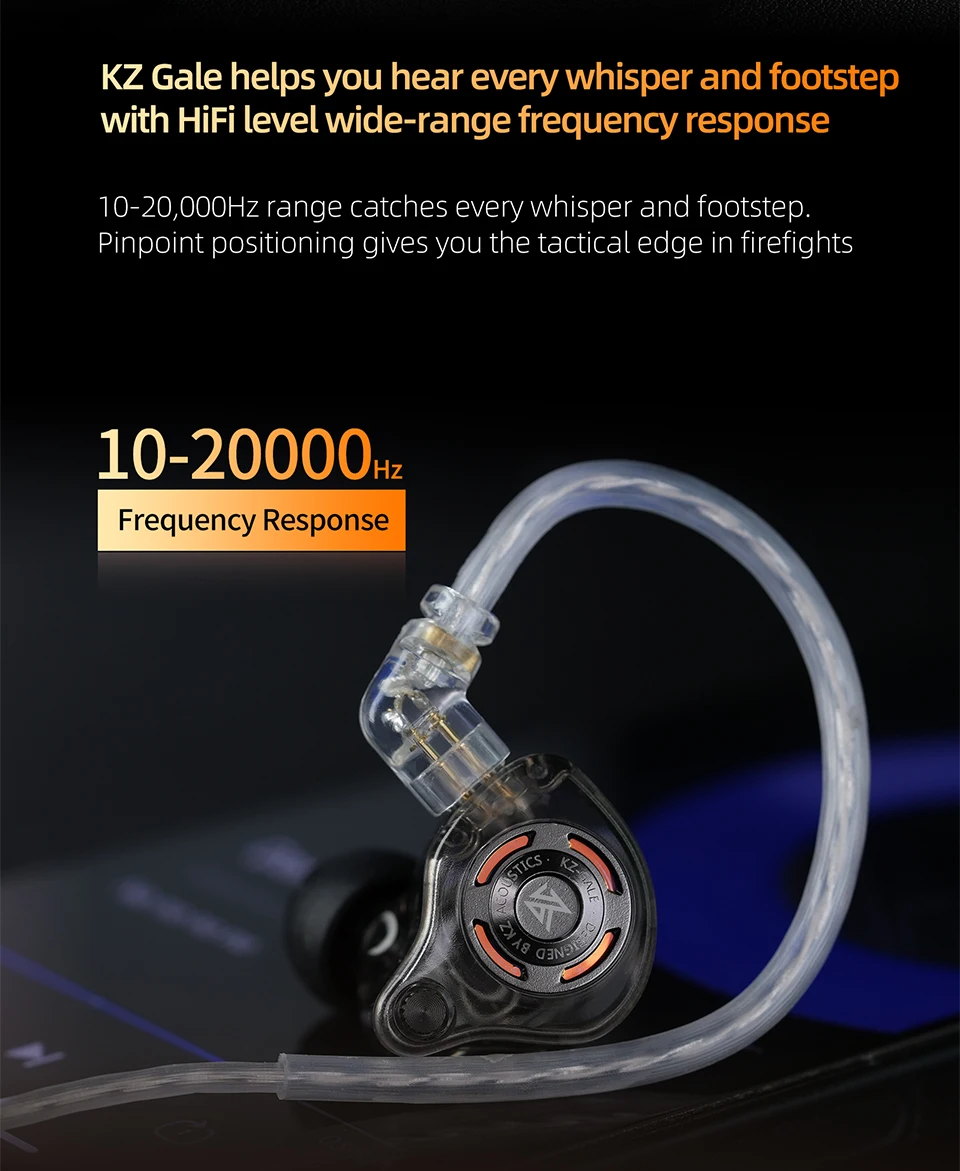 KZ Gale In-Ear Gaming Earphones E-sports Bass Metal Earbuds for Video Game Stage Live Sound Headphones