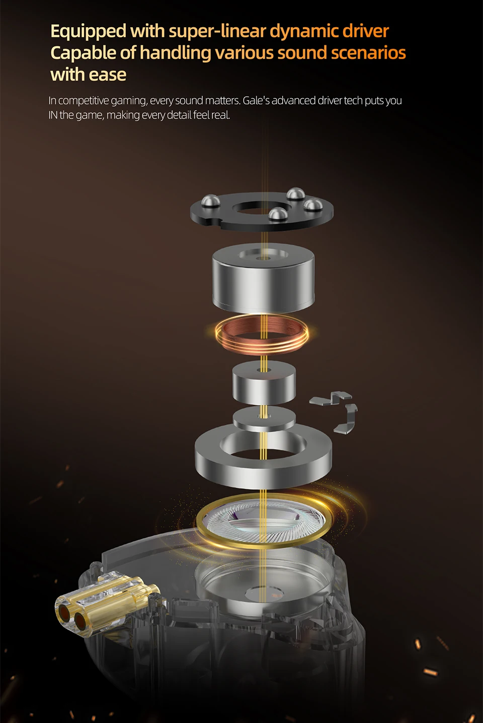 KZ Gale In-Ear Gaming Earphones E-sports Bass Metal Earbuds for Video Game Stage Live Sound Headphones
