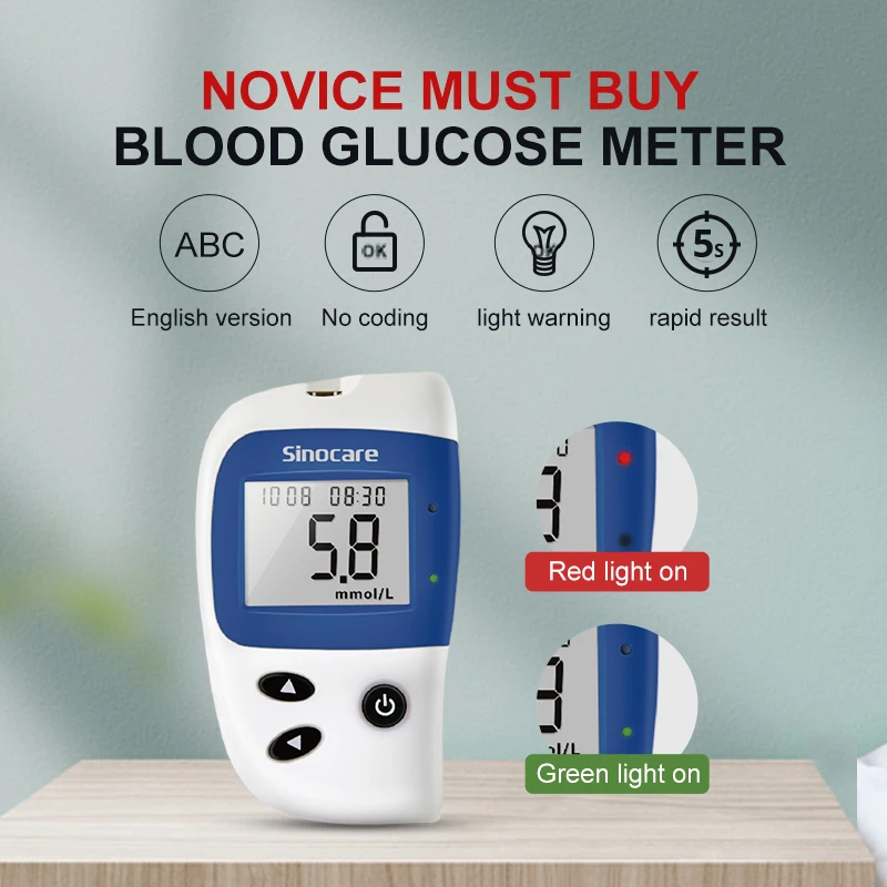 Sinocare Safe ACCU2 Blood Glucose Meter Blood Sugar Test Kit Diabetes Home Glucometer with 50pcs Strips or Only Strips